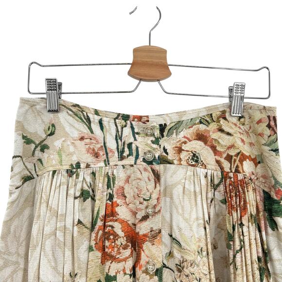 Peruvian Connection Leilani Skirt Floral Button Front A-Line Pleated Size US 6 - Picture 4 of 10